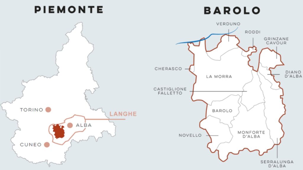 Carte viticole Piémont, Barolo