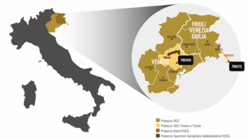 Carte viticole Prosecco