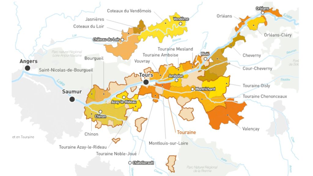 Carte viticole Touraine, Val de Loire