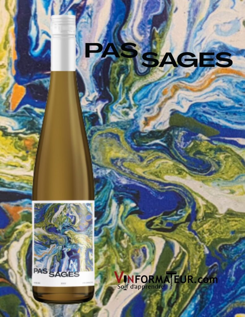 Bouteille de Pas Sages, Riesling, Ontario, Péninsule du Niagara, vin blanc