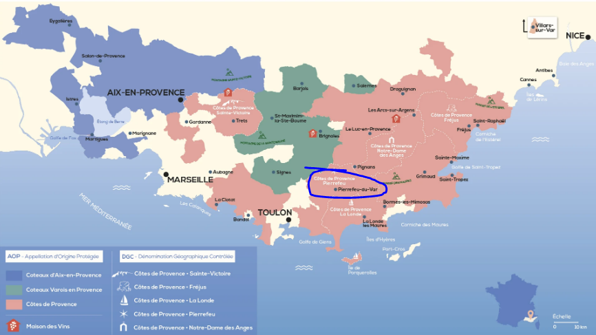 Carte viticole Côtes de Provence
