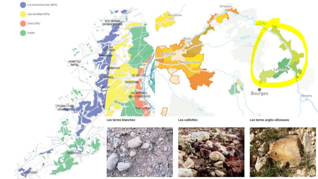 Carte viticole Sancerre et composition des sols