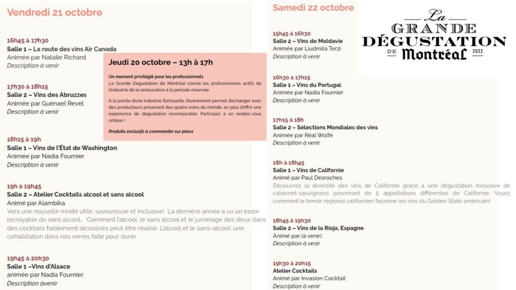 La Grande Dégustation - programmation