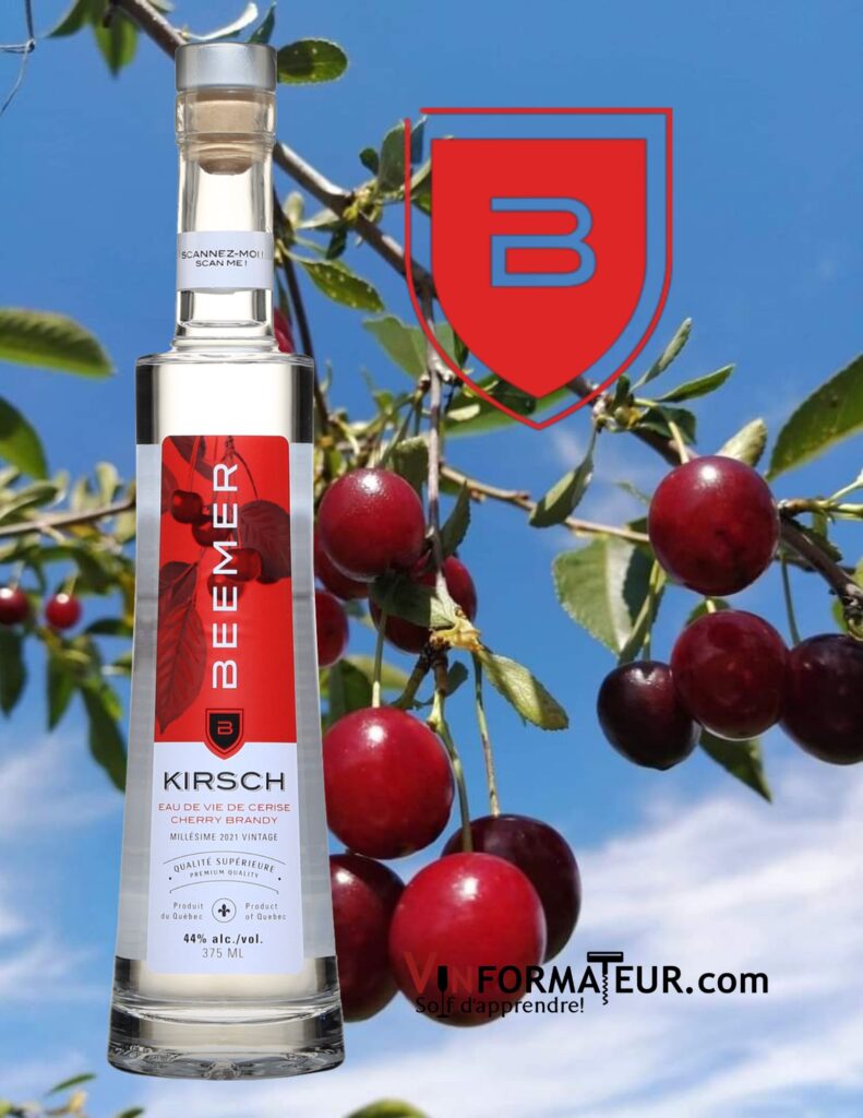 Bouteille de Beemer, Kirsch, eau de vie de cerise, Distillerie Beemer