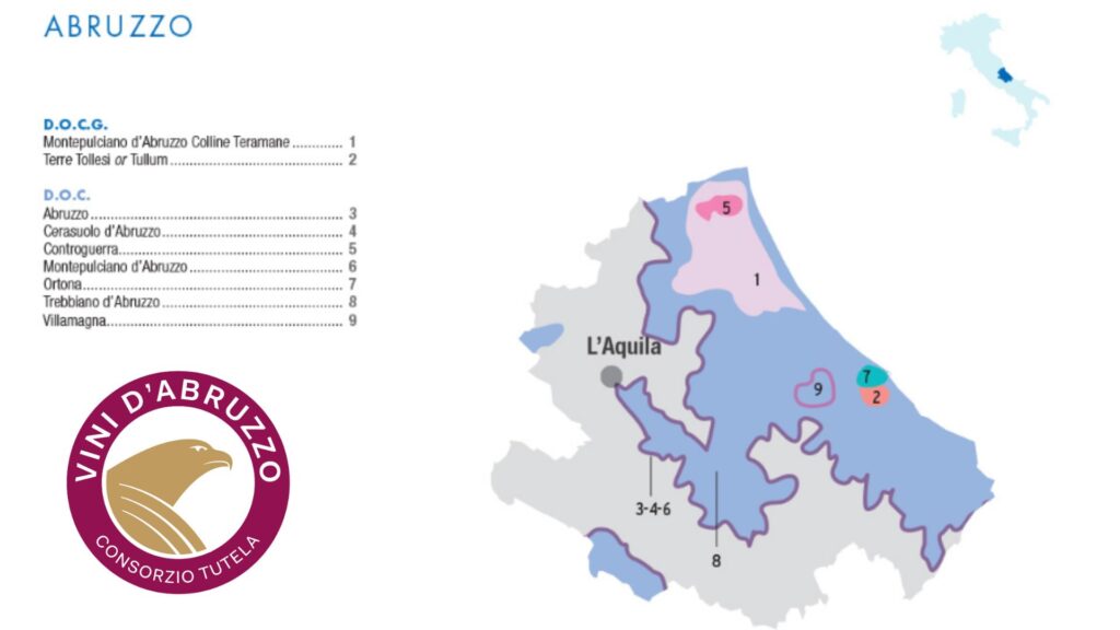 Carte viticole de Montepulciano d'Abruzzo