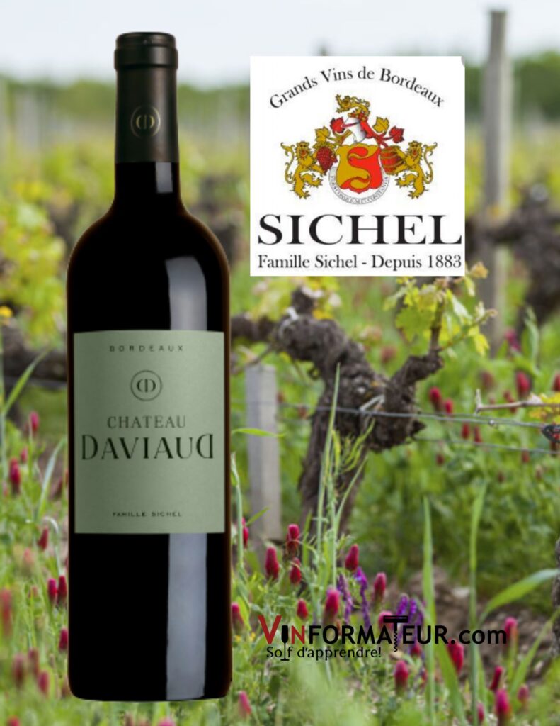 Bouteille de Château Daviaud, Vin rouge, Bordeaux, Maison Sichel, 2020