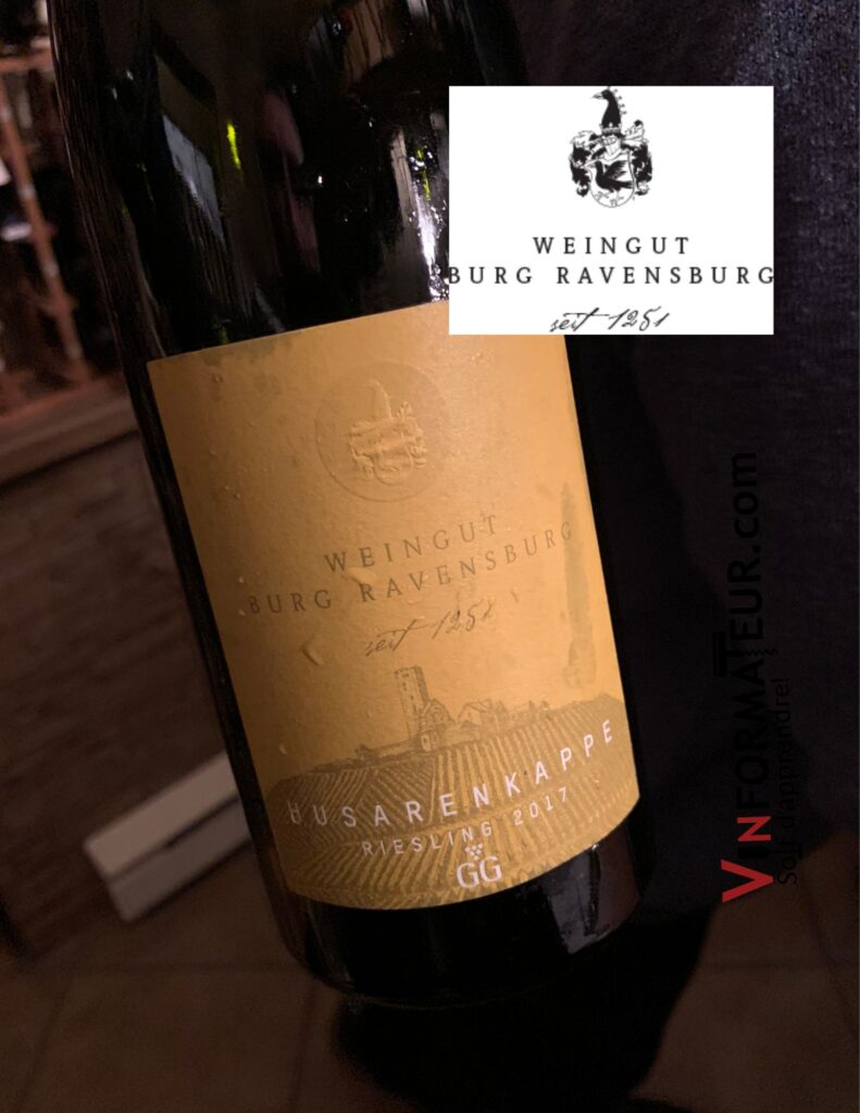 Riesling, Weingut Burg Ravensburg, Allemagne, Baden Kraichgau, Husarenkappe, VDP Grosse Lage, VDP Grosses Gewächs, vin blanc bio, 2017 bouteille