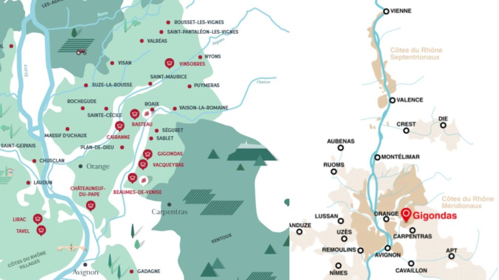 Carte Côtes du Rhône méridionale, Gigondas
