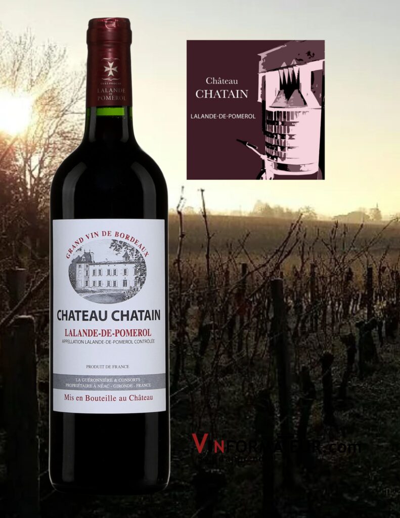 Château Chatain, France, Lalande de Pomerol, vin rouge, 2018 bouteille