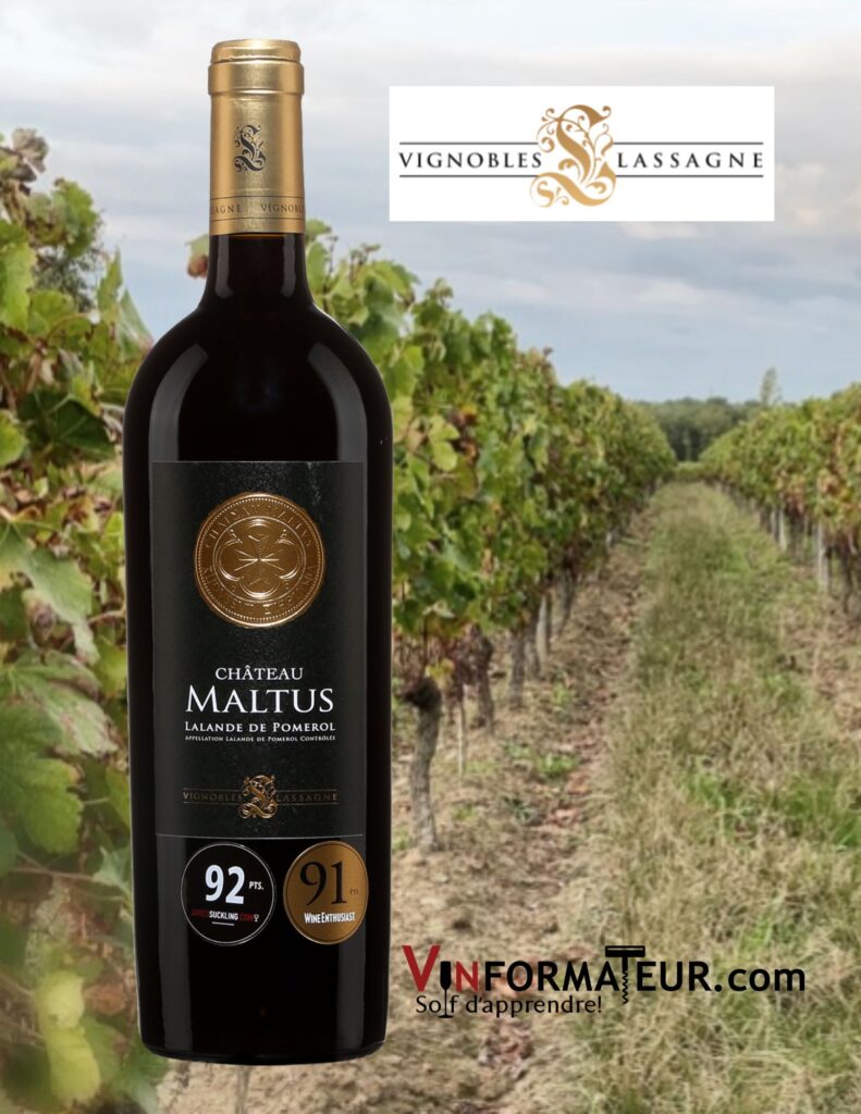 Château de Maltus, Bordeaux, Lalande de Pomerol, Vignobles Lassagne, 2018 bouteille