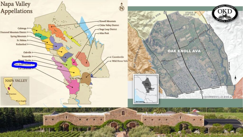 Carte viticole Napa Valley et Oak Knoll District AVA