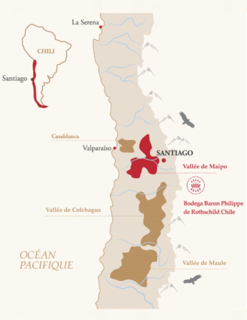 Carte viticole Société Baron Philippe de Rothschild Chili