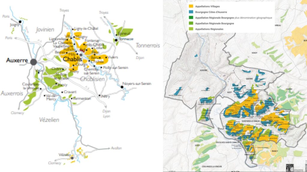 Carte viticole - Bourgogne, Chablis et Côtes d'Auxerre