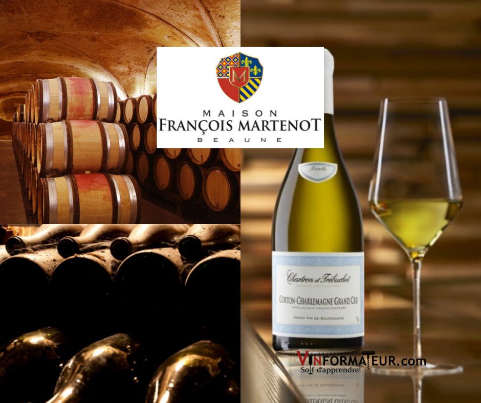 Maison François Martenot: chai et bouteille de Corton-Charlemagne