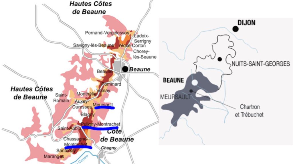 Carte viticole Triangle d'or, Côte de Beaune