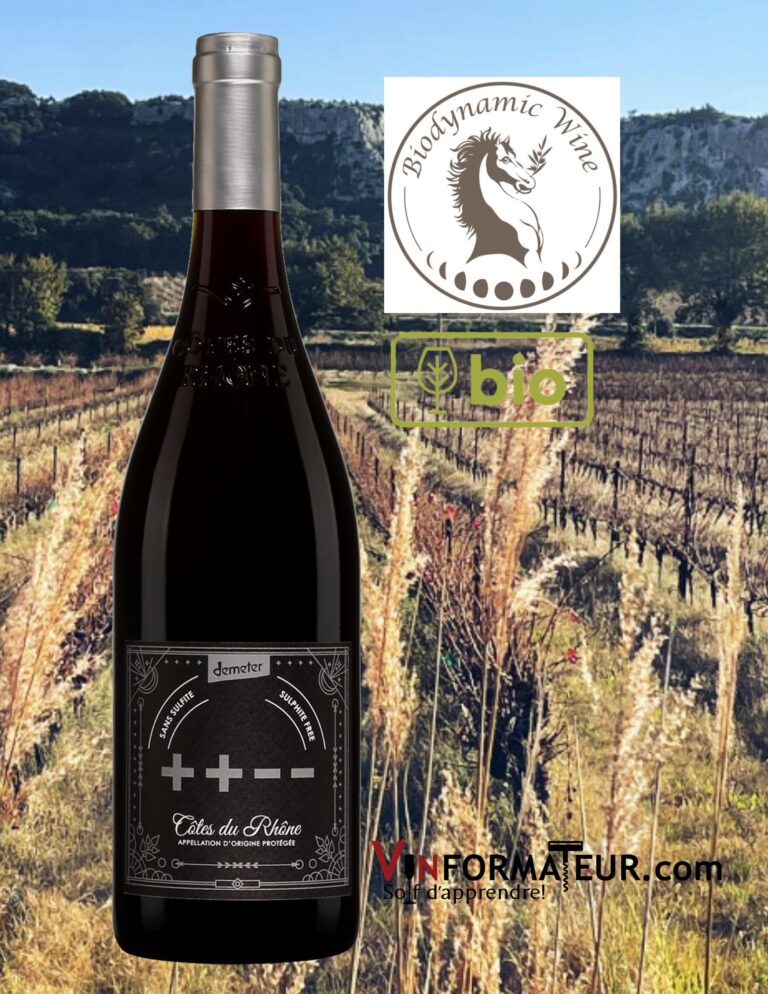 ++–, Biodynamic wines, France, Côtes du Rhône, 2021 bouteille