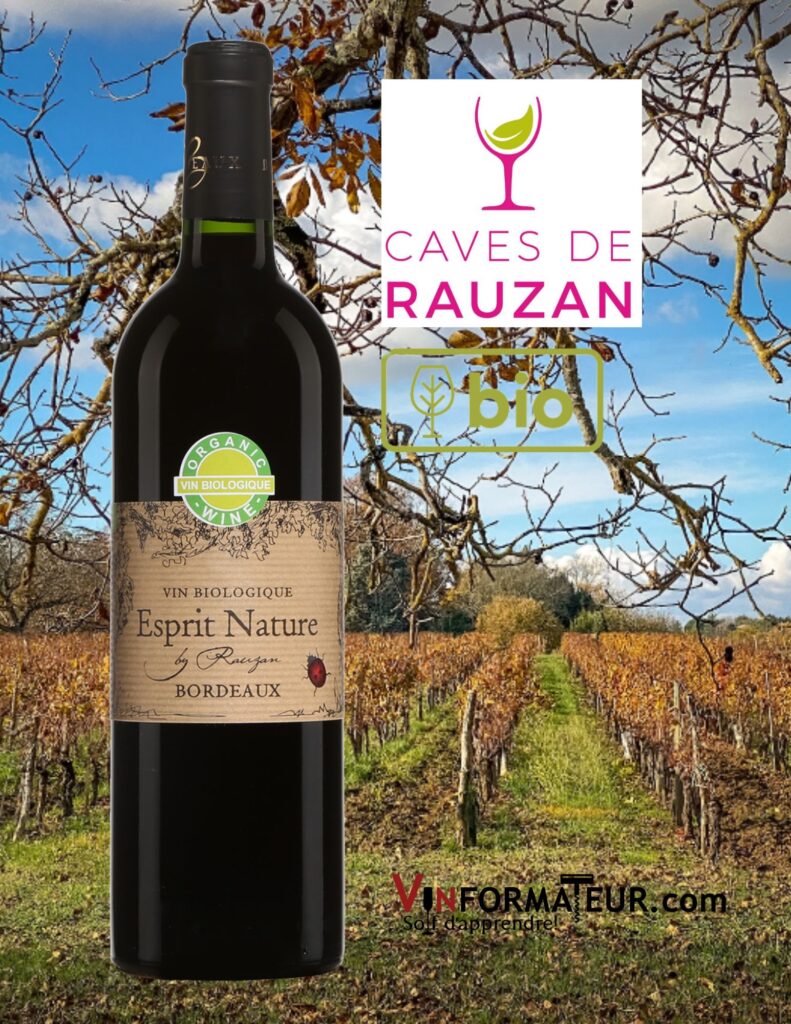 Esprit Nature, Cave de Rauzan, Bordeaux, vin rouge bio, 2021 bouteille