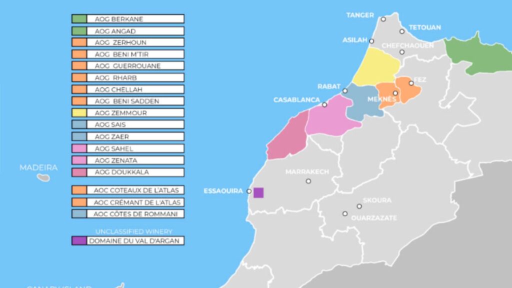 Carte viticole du Maroc