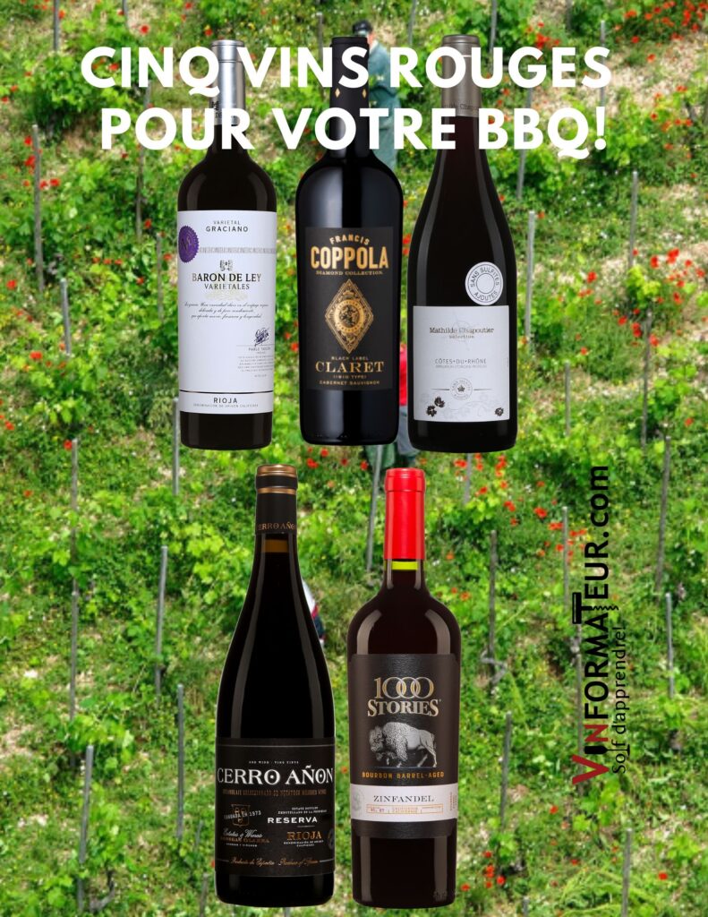 Mathilde Chapoutier, Sélections Côtes du Rhône, Graciano, Baron de Ley, Cerro Anon, Reserva, Francis Coppola, Claret, Zinfandel, 1000 Stories. bouteilles