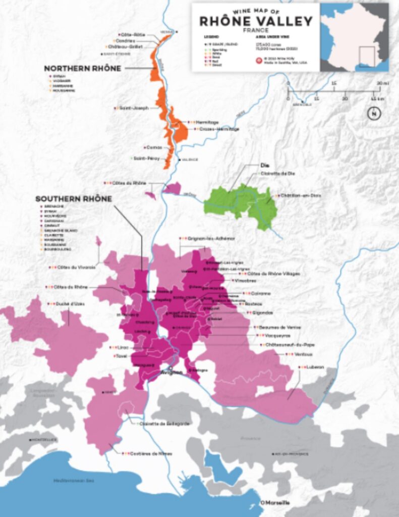 Carte viticole Côtes du Rhône - Winefolly.com