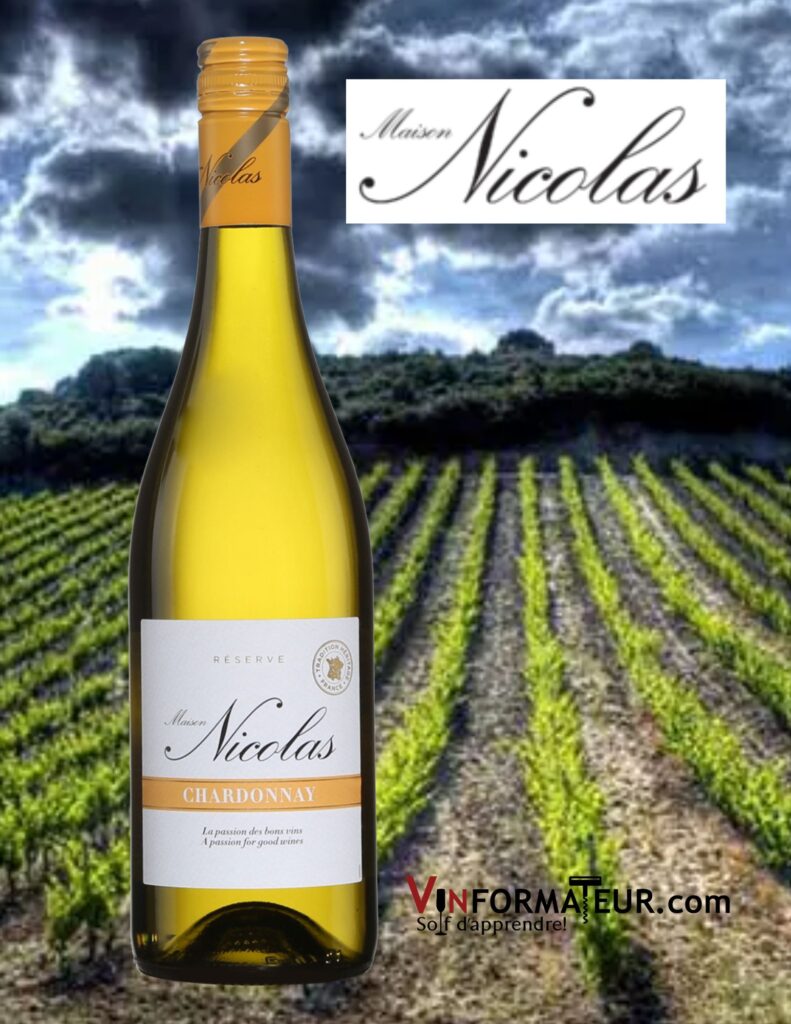 Chardonnay, Réserve, Maison Nicolas, France, Languedoc-Roussillon, vin blanc, 2022 bouteille