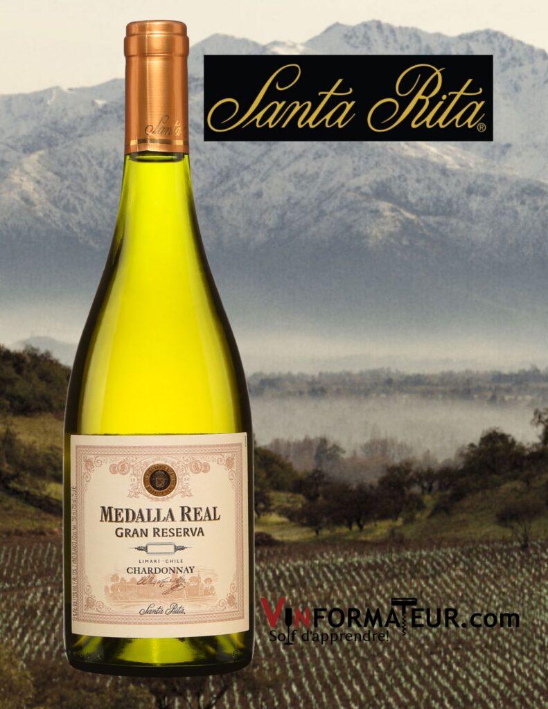 Chardonnay, Medalla Real, Gran Reserva, Chili, Vallée del Limari, vin blanc, 2021 bouteille