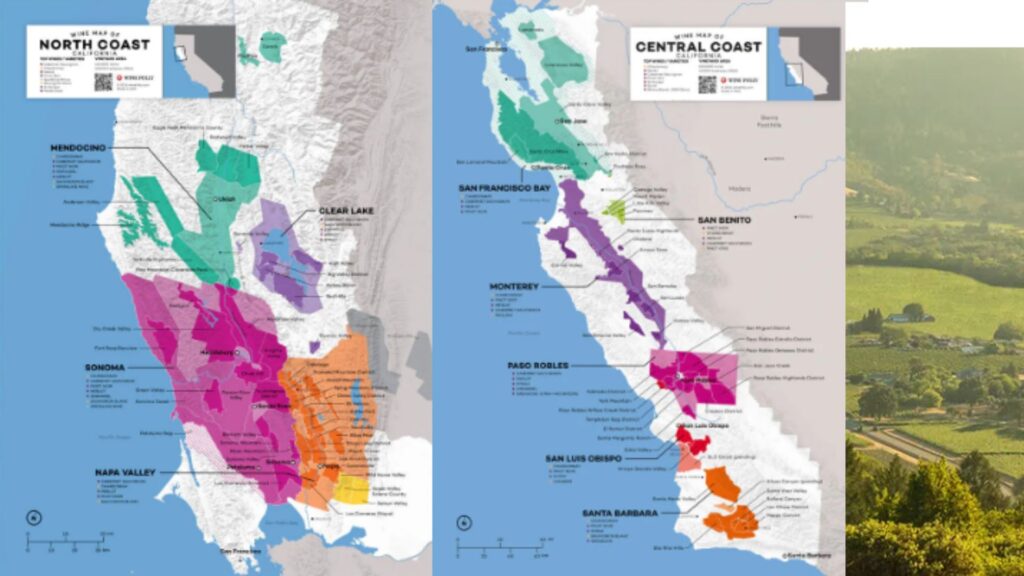 Carte viticole côtes de la Californie