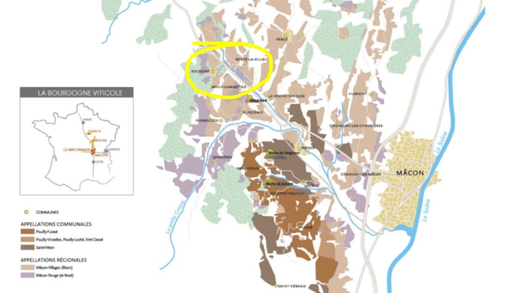 Carte viticole Mâconnais, Mâcon Milly-Lamartine