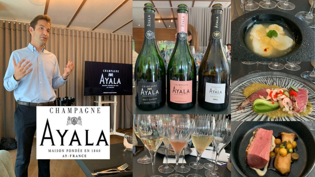 Dégustation des champagnes Ayala: Hadrien Mouflard Directeur Général, champagnes Ayala et menu du restaurant H3.