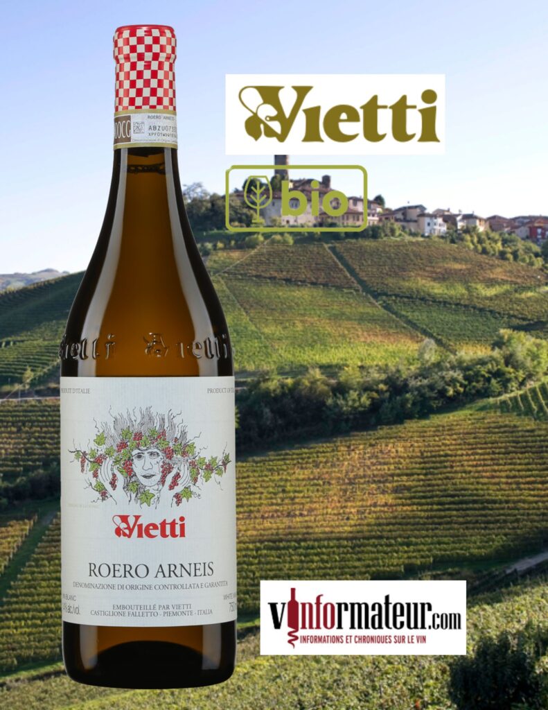 Roero, Arneis, Italie, Piémont, Vietti, vin blanc, 2022 bouteille