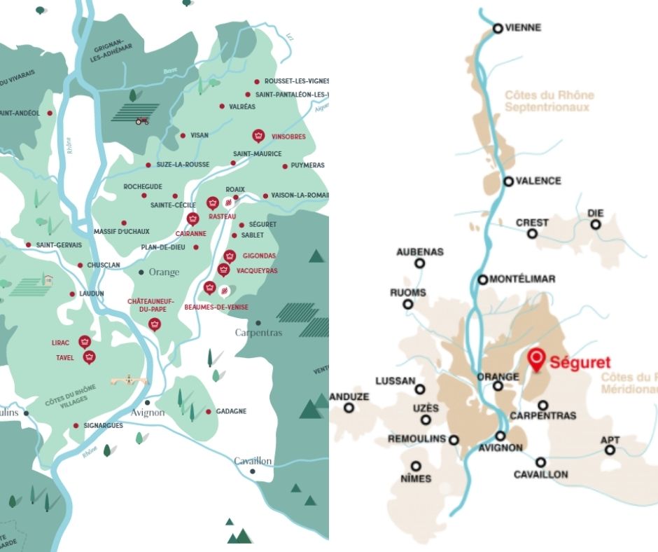 Carte viticole Côtes du Rhône, Séguret