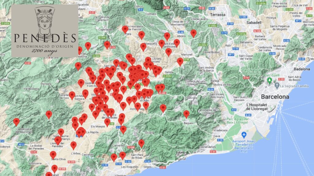 Carte viticole du Penedès DO