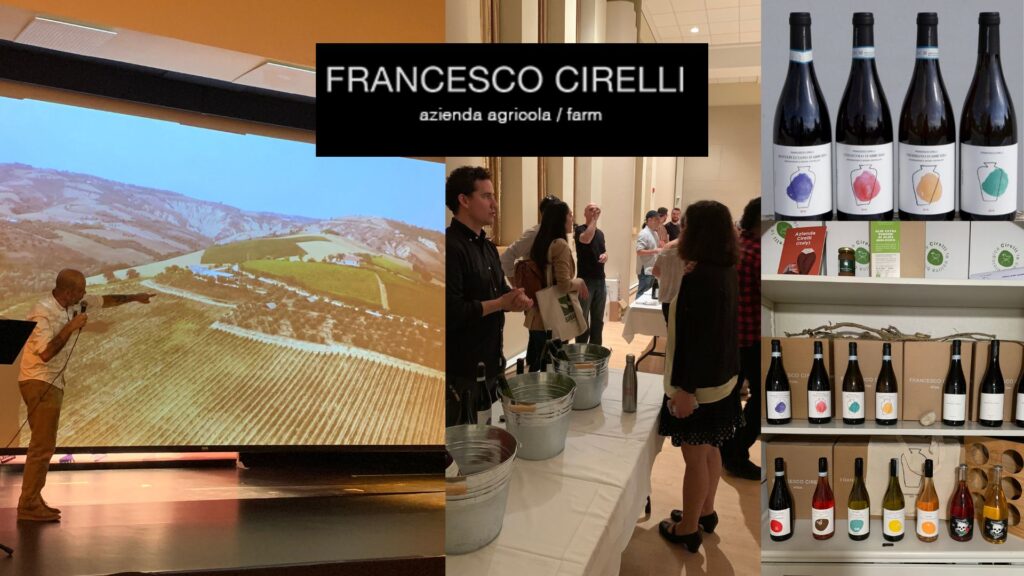 Dégustation des vins de Francesco Cirelli: présentation de Francesco Cirelli, dégustation et vins. bouteilles