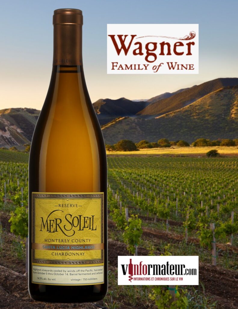 Mer Soleil, Chardonnay, Californie, Monterey County, Santa Lucia Highlands, Wagner Family of Wines, vin blanc, 2021 bouteille