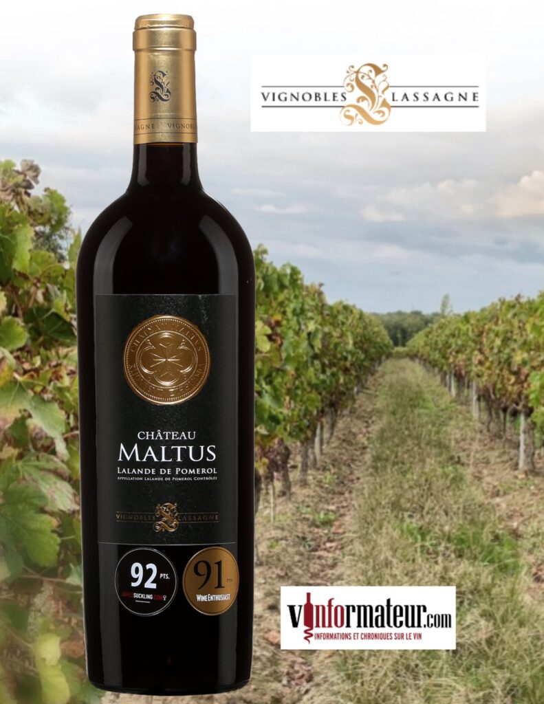 Château de Maltus, Bordeaux, Lalande de Pomerol, Vignobles Lassagne, 2019 bouteille