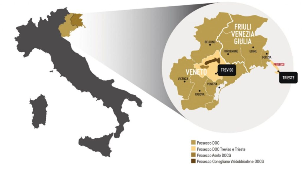 Carte viticole Prosecco