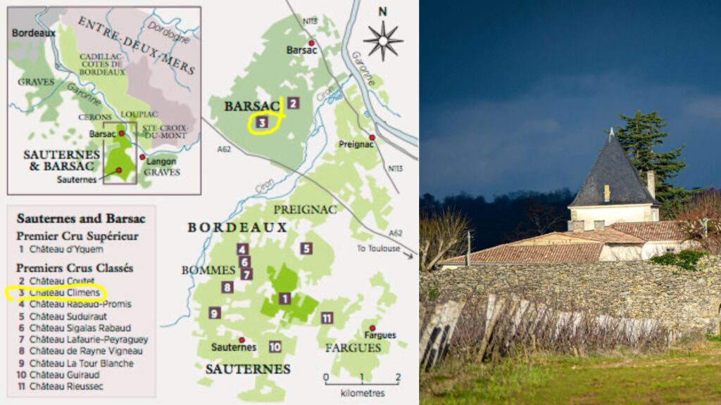 Carte viticole Sauternes, Barsac