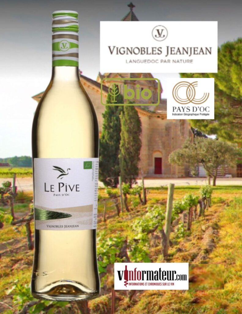 Le Pive blanc, Pays d’Oc, vin de France blanc bio, Maison JeanJean, 2022 bouteille