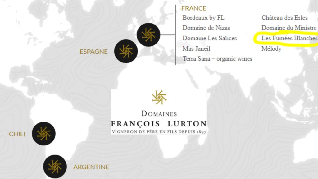 Carte viticole Domaines François Lurton