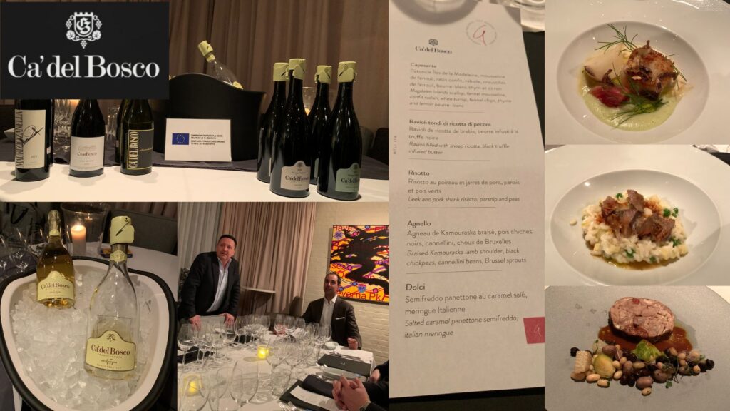 Dégustations vins Ca'Del Bosco: M. Giacomo Marzotto, Montalvin, vins dégustés et menu Restaurant Graziella