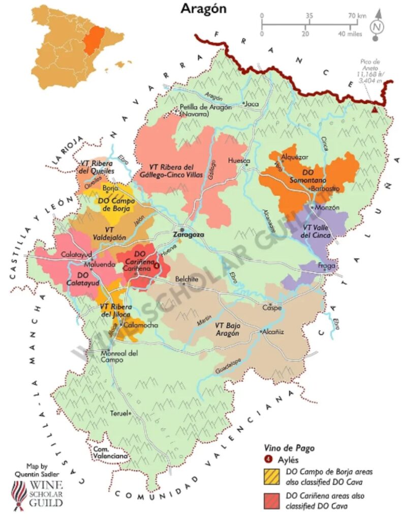 Carte viticole Aragon (source: Wine Scholar Guild)