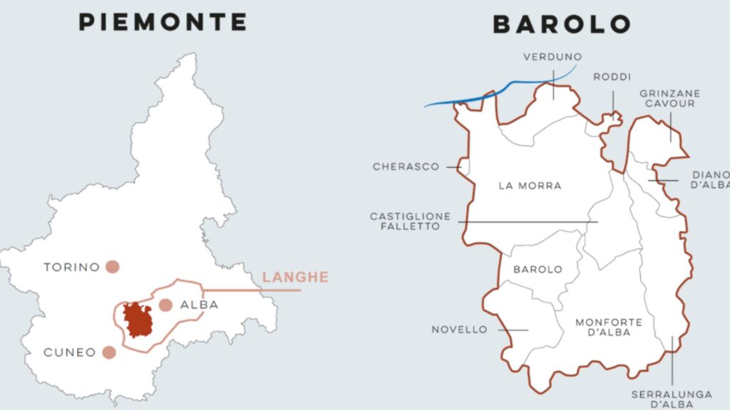 Carte viticole Piémont, Barolo