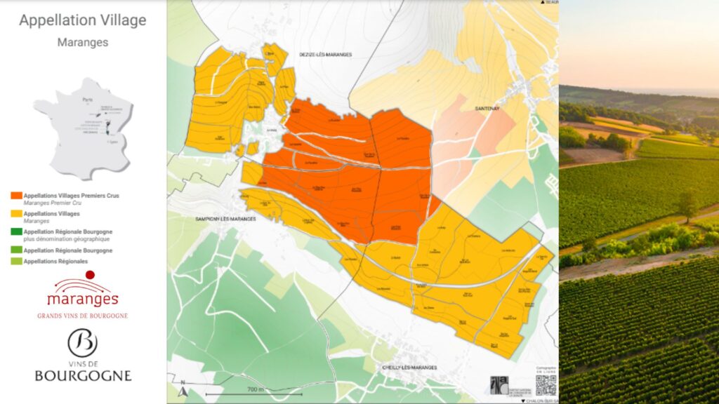 Carte viticole Bourgogne Maranges