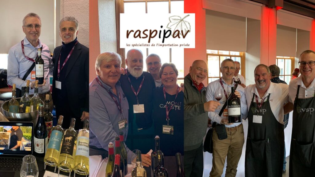 De belles rencontres (de gauche à droite) avec Laurent Cisneros propriétaire de Château Rouillac, le groupe de lagence Mon Caviste et de l'agence IVSP. 