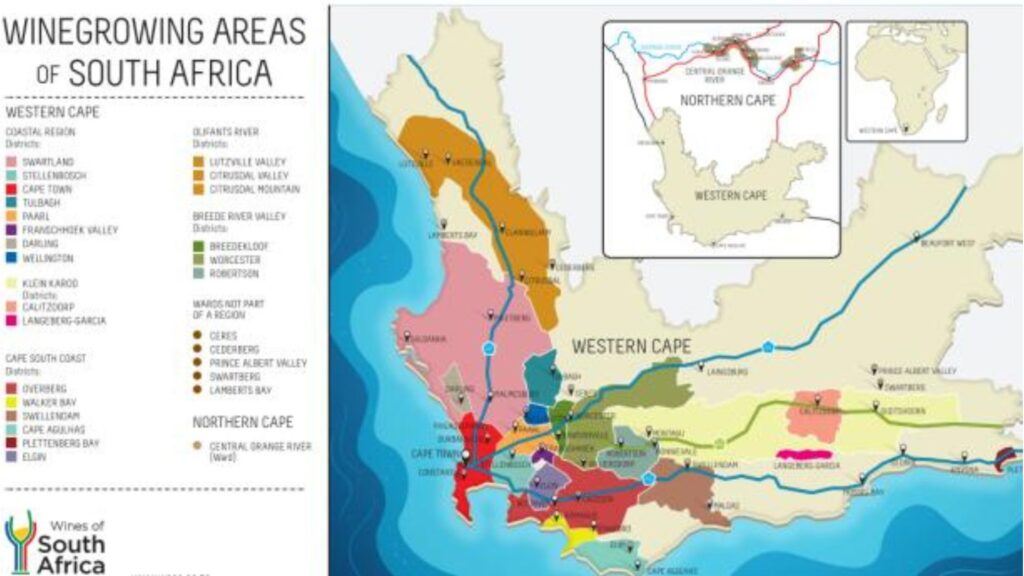 Carte viticole Afrique du Sud