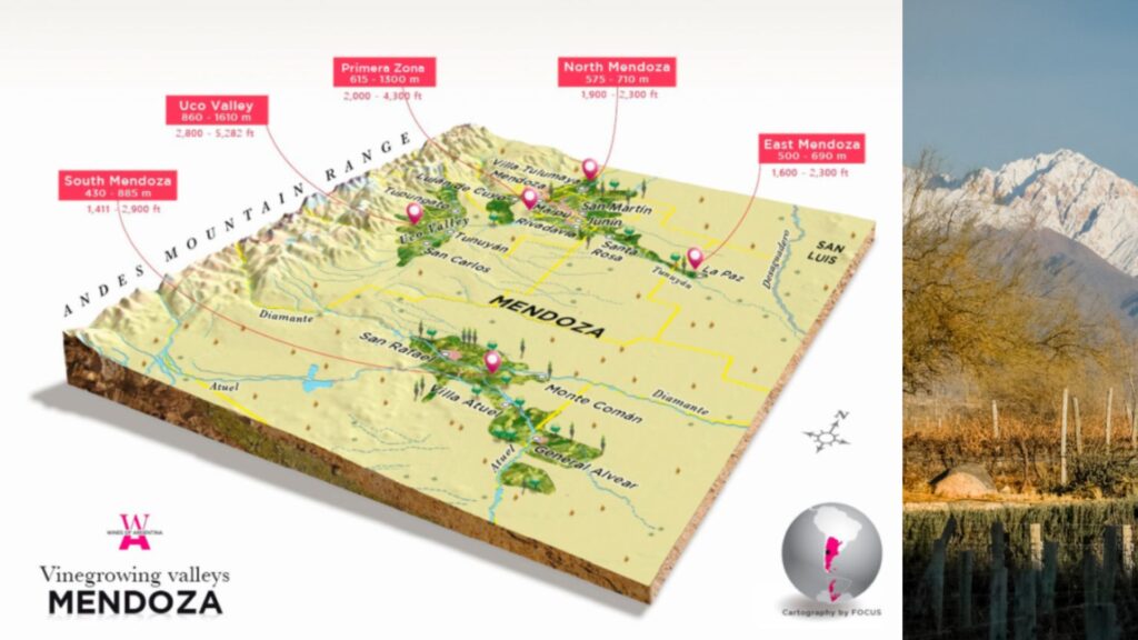 Carte viticole Mendoza Argentine