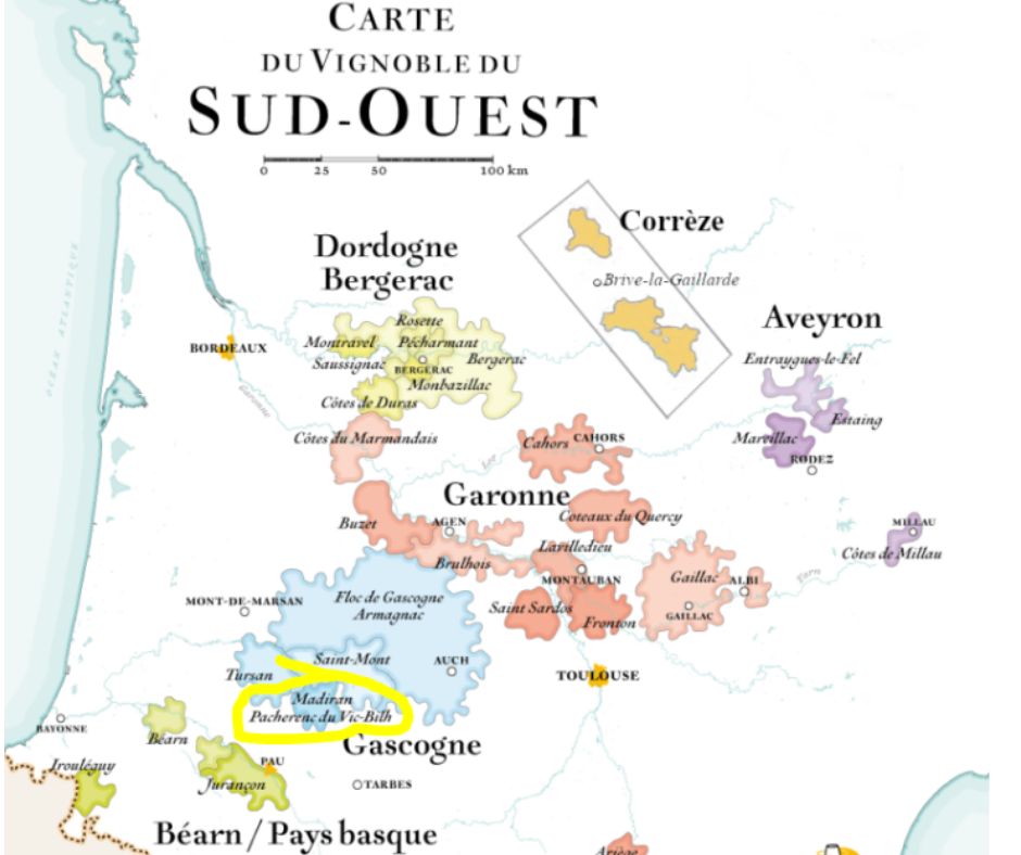 Carte viticole Sud-Ouest Pacherenc du Vic Bilh