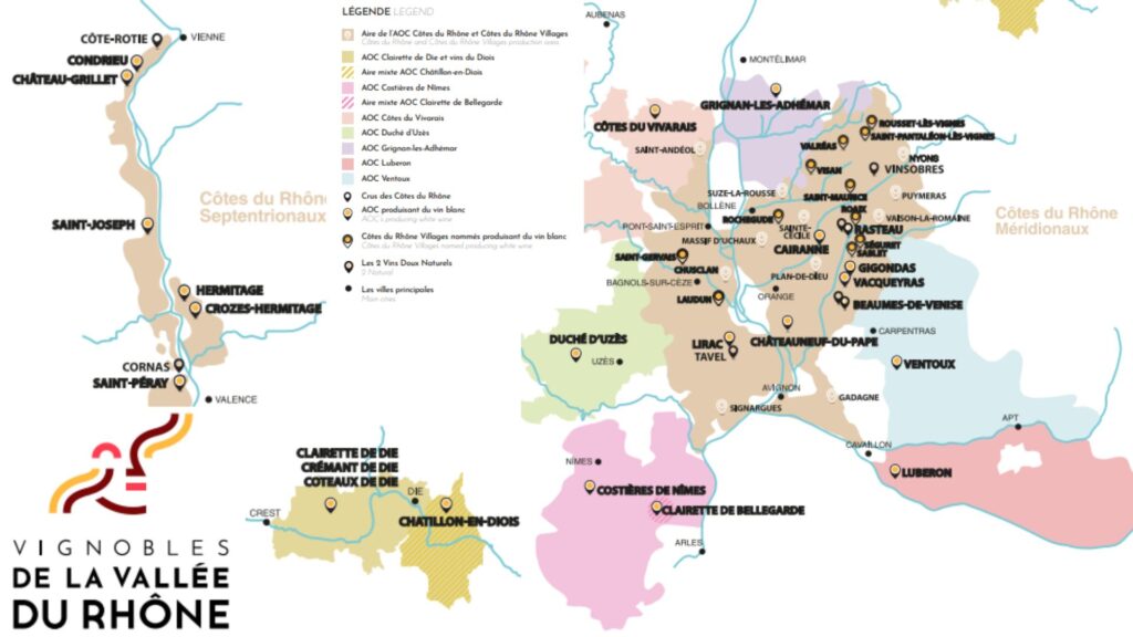 Carte viticole de la Vallée du Rhône