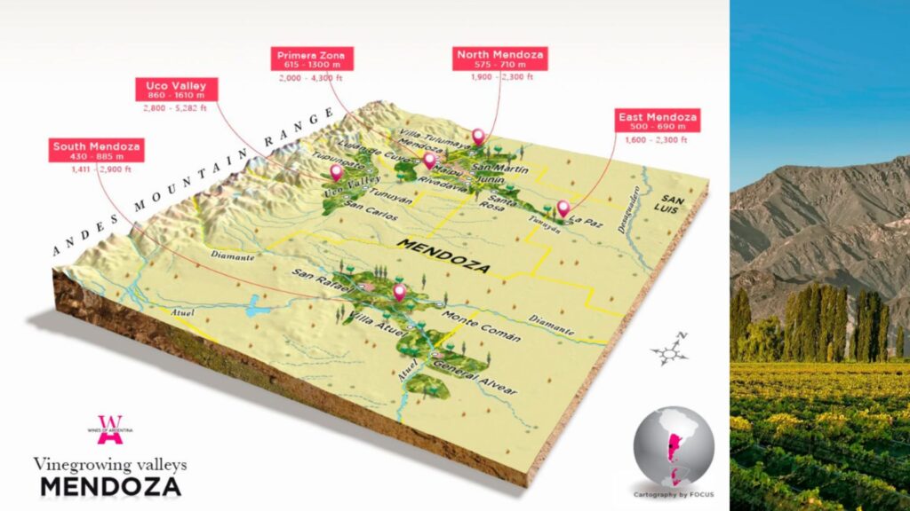 Carte viticole Argentine Mendoza