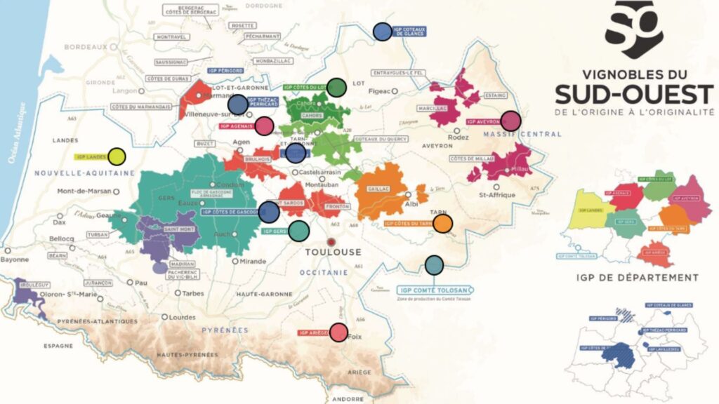 Carte viticole Sud-Ouest